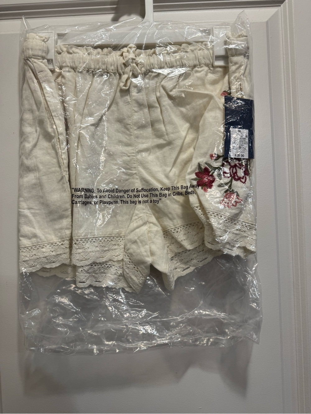 & Other Stories Cream Lace-Trim Embroidered Skort
